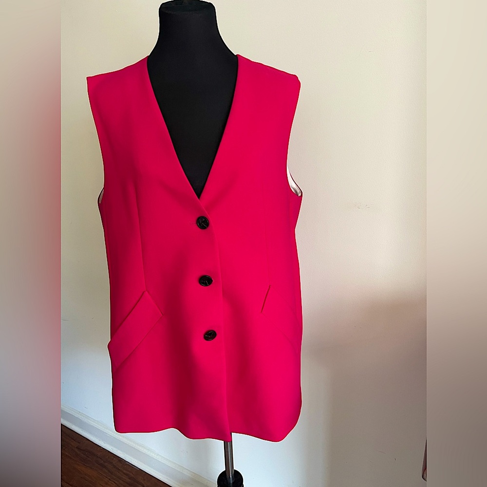 Zara long buttoned vest style dress fuchsia